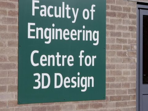 University faculty of engineering sign on brick wall, Nottingham, England, UK