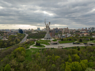 Right bank of Kiev. Aerial drone view.