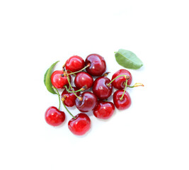 Fresh cherry on a white background, summer fruits
