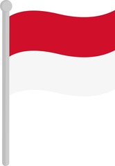 Vector illustration of the flag of indonesia on a pole