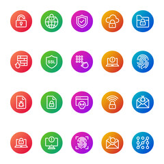 Gradient color icons for internet security.