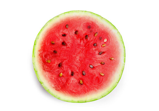 Ripe juicy watermelon isolated on white background. Top view.