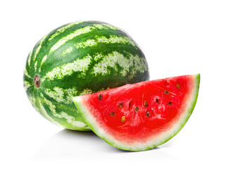 Ripe juicy watermelon isolated on white background.