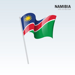 Namibia waving flag isolated on gray background