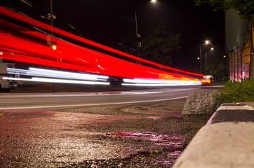 traffic lights on a wet summer night
