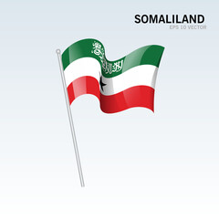 Somaliland waving flag isolated on gray background