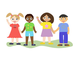 A set of children's characters of different races and nationalities. Vector illustration.