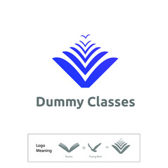 Book to fly logo Illustration with dummy text. Abstract books and birds flying logo vector. 