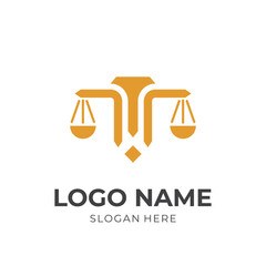 attorney law logo concept with flat yellow color style