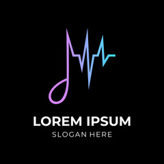 music logo template with flat pink and blue color style