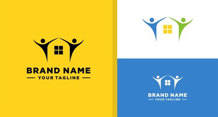PEOPLE AND HOUSE LOGO REAL ESTATE SIMPLE EDITABLE