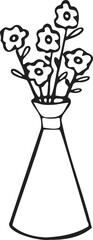 Parting icon line, vase of flowers. illustration Vector.
