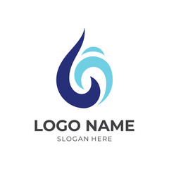 abstract water drop logo design with blue color style