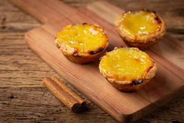 (Pastel de nata or Pastel de belém). Traditional Portuguese dessert.