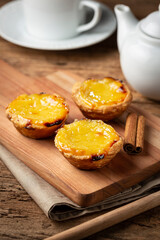 (Pastel de nata or Pastel de belém). Traditional Portuguese dessert.
