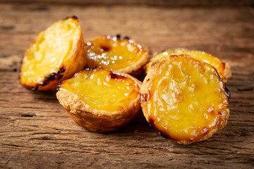 (Pastel de nata or Pastel de belém). Traditional Portuguese dessert.