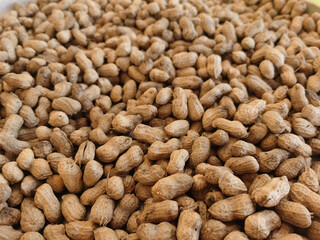 peanut in a shell texture. food background of peanuts