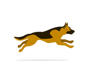 german shepherd running cartoon vector graphic isolated