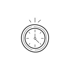 Hand drawn clock linear icon. Time management. Hand drawn vector.