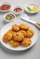 Sago fritters or sabudana vada made from tapioca sago