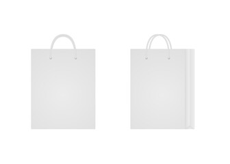Shopping tote bag mockup with blank copy space. White reusable paperbag. Package for shopping. Vector illustration