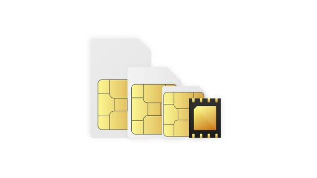 Digital e sim chip motherboard digital chip. Modern icon. White background. Motion graphics.