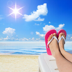 Young woman relaxing on beach