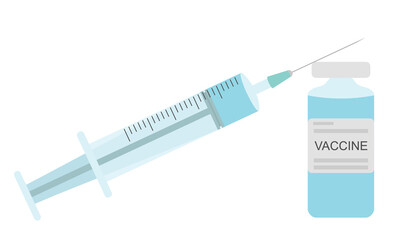 Vaccination, icon of syringe and vaccine. Vector illustration.