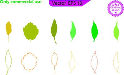 Leaf icon. Leaf vector logo flat icon set. Isolated leaves shapes on transparent background. Plant and tree floral forest concept design. leaves set. Simple cartoon flat style. 