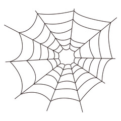 Spider web. Black and white icon for design isolated on white background. Simple vector Halloween element.