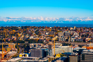 Plakat Seattle downtown skyline at autumn season, Washington, USA 