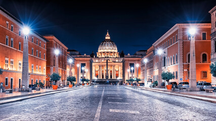 Fototapeta na wymiar Vatican City in Rome by night