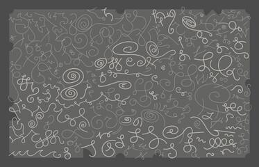 Pattern doodle, gray background, vector