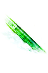 Green tourmaline gemstone crystal detail . Isolated white background. 