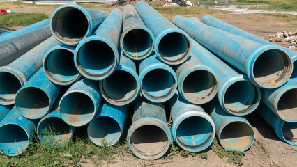 Construction Site Large PVC Drain Pipes