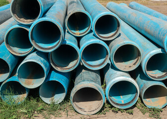 Construction Site Large PVC Drain Pipes