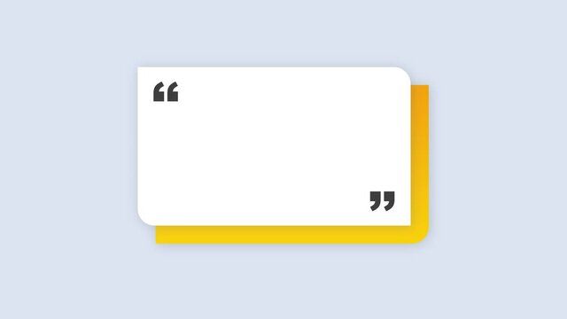 Quote rectangle isolated on material design style background. Motion graphics.
