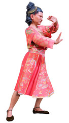 3D Rendering Asian Senior Woman on White