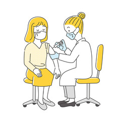コロナワクチンを接種している成人女性のイラスト素材