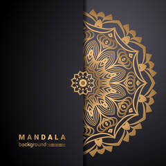 luxury ornamental mandala design background in gold color