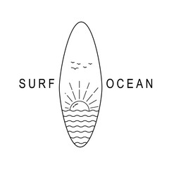 surf in the ocean monoline