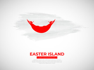 Grunge style brush painted Easter Island country flag illustration with national day typography