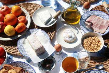 sunday morning family breakfast brunch with variety food