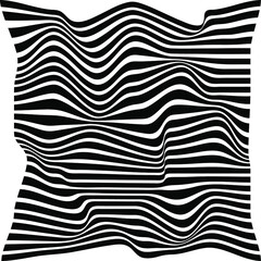 Black and white, wavy lines. Seamless striped pattern. Op art.