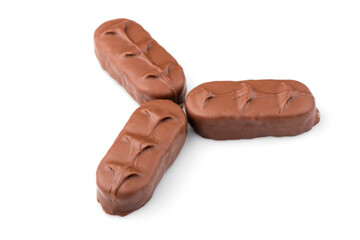 chocolate bar on a white background. bounty bars close-up.