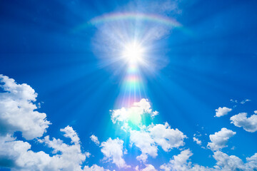 青空と太陽に虹