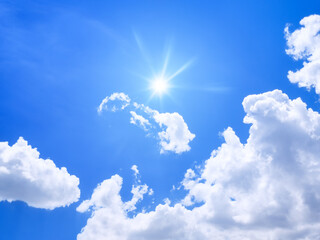 sunny blue sky with bright clouds background