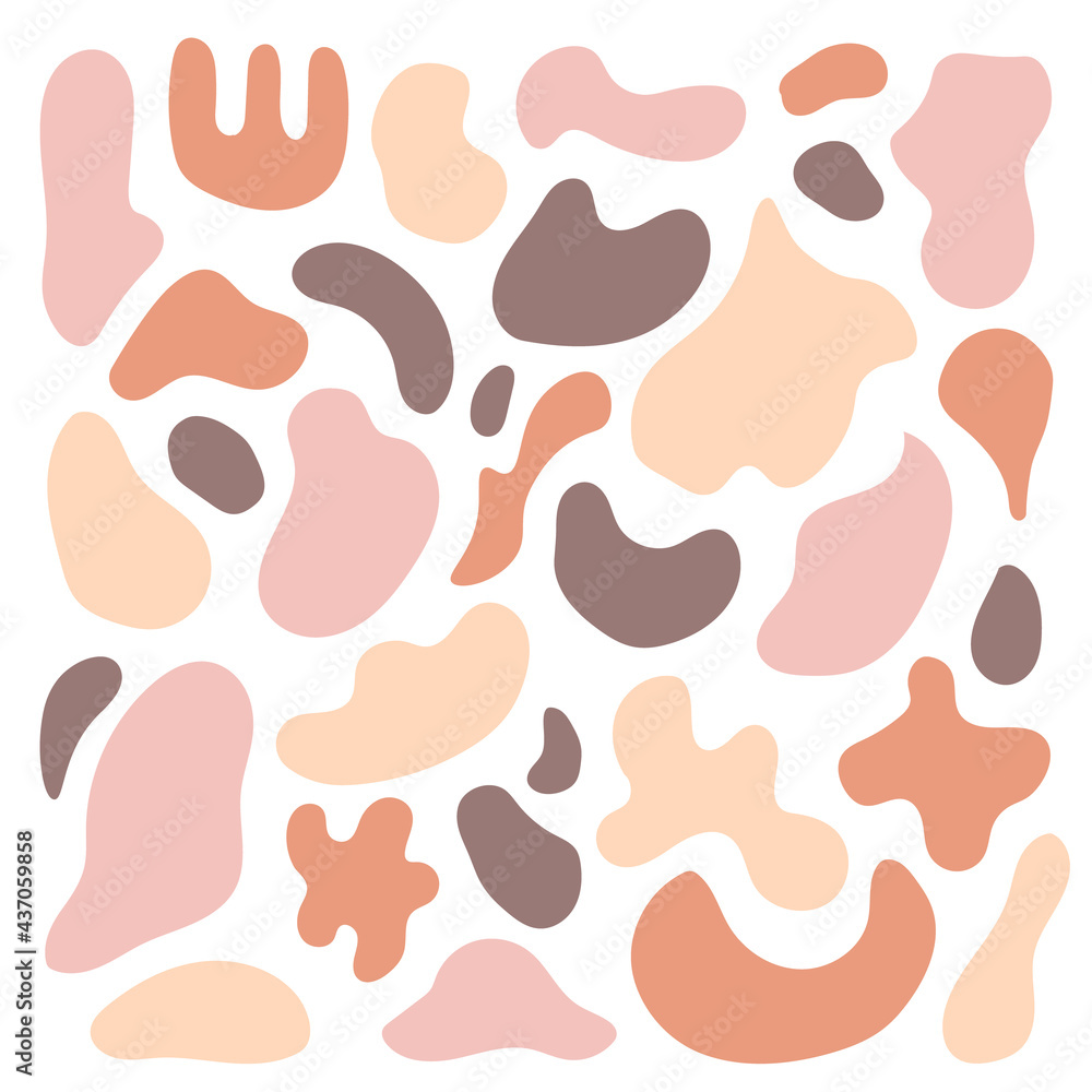 Aufkleber Hand drawn boho set of abstract shape, splash elements. Doodle sketch style. Isolated vector illustration for brush, design elements, background.