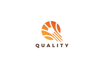 Letter Q orange color simple and minimal business logo     