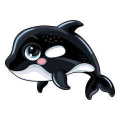 Naklejka premium Funny cute happy orca vector isolated illustration